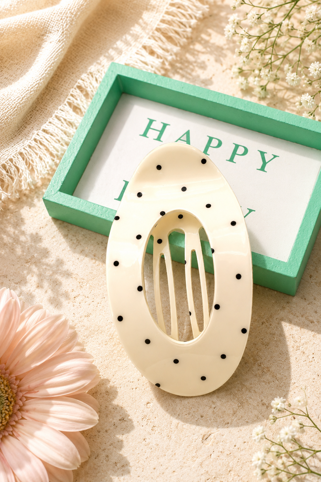 Polka Dot Lay Flat Hair Claw Clip