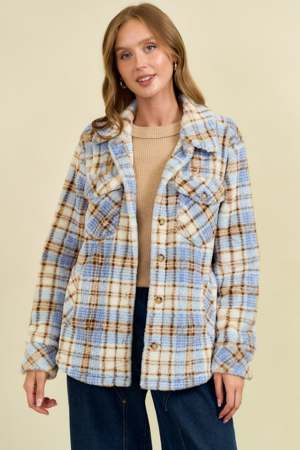 Faux Fur Plaid Shacket