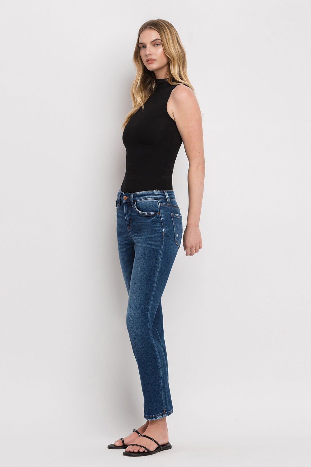 Flying Monkey Mid Rise Ankle Slim Straight Jeans
