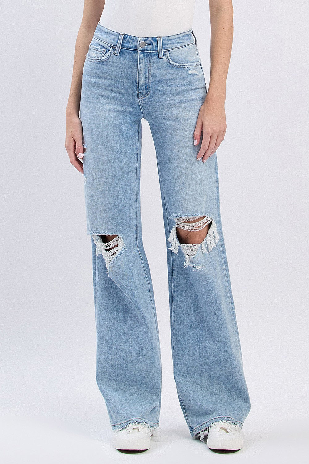 Flying Monkey HIgh Rise Distressed Wide Leg Jeans
