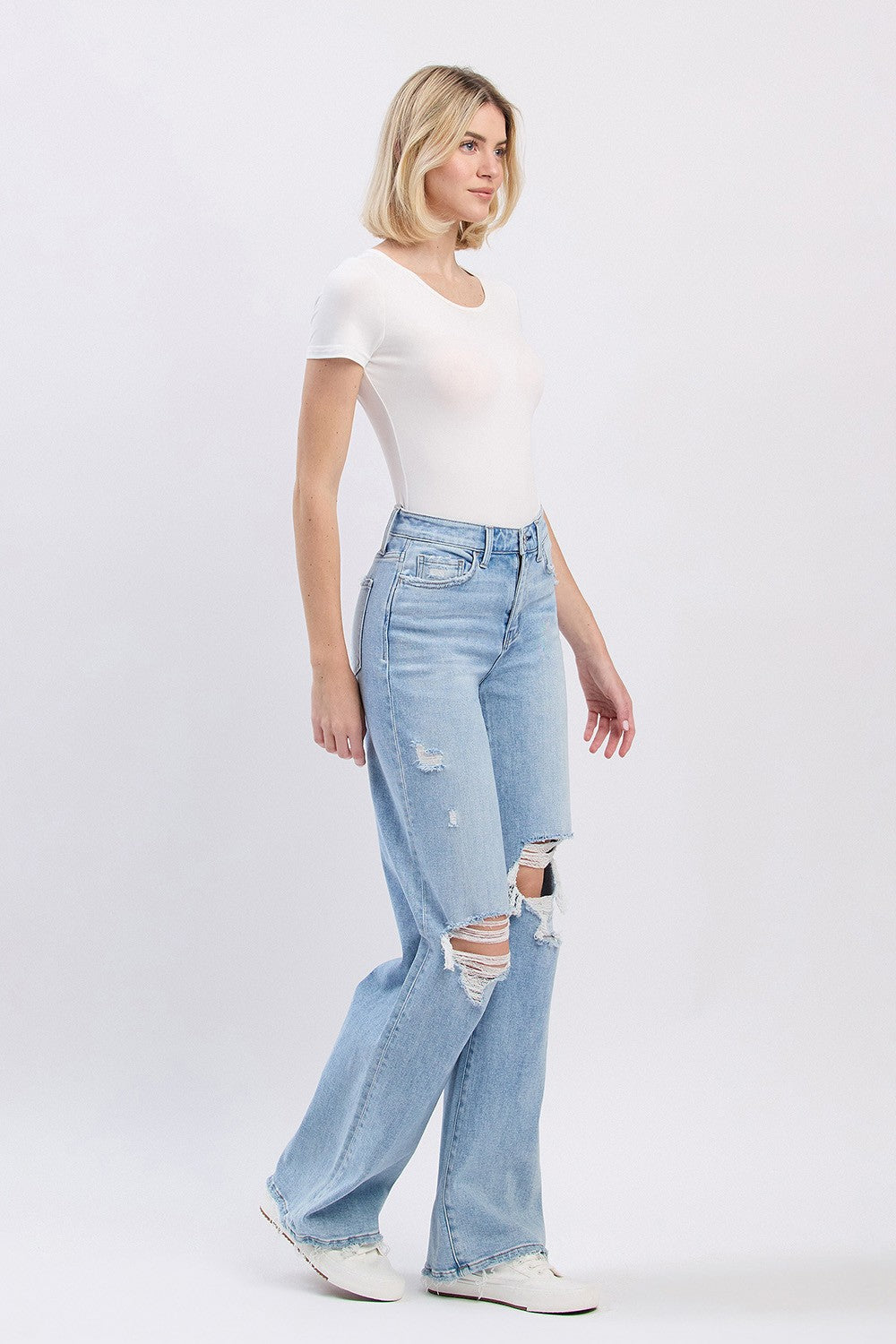 Flying Monkey HIgh Rise Distressed Wide Leg Jeans