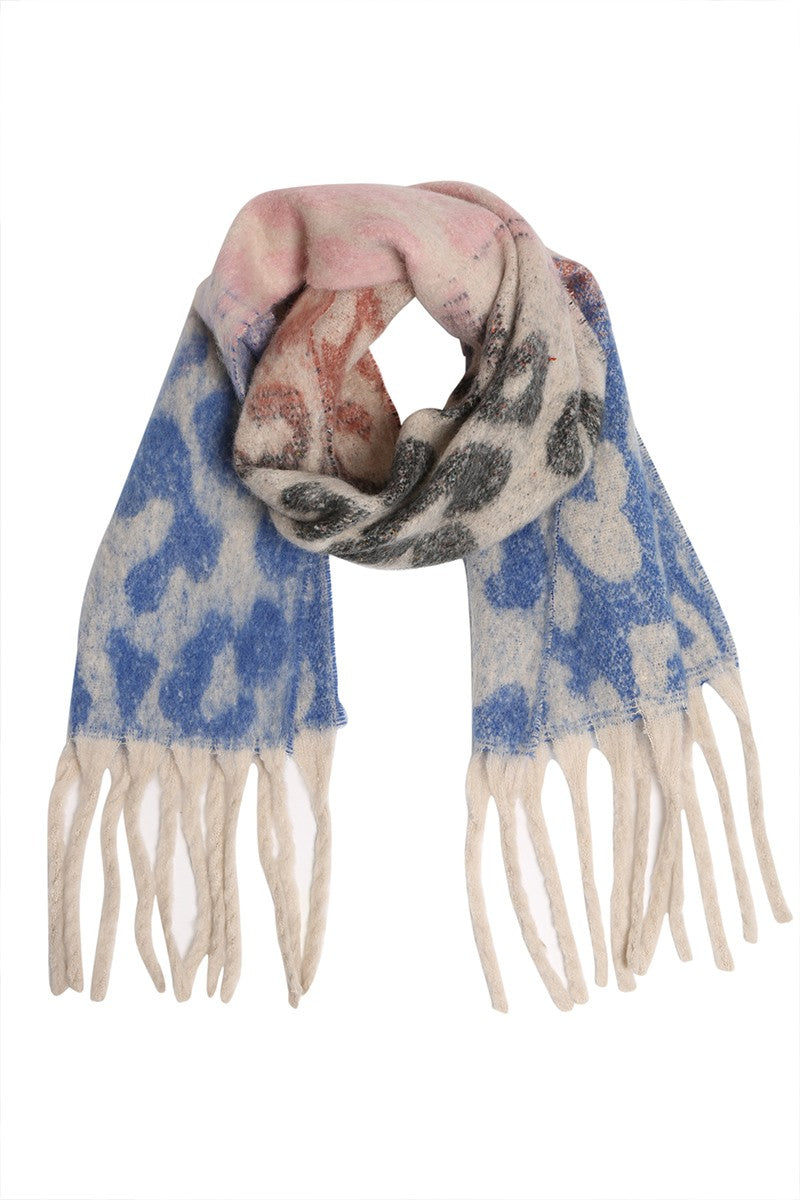 Oblong Leopard Print Fringe Shawl Scarf- 4 Colors!