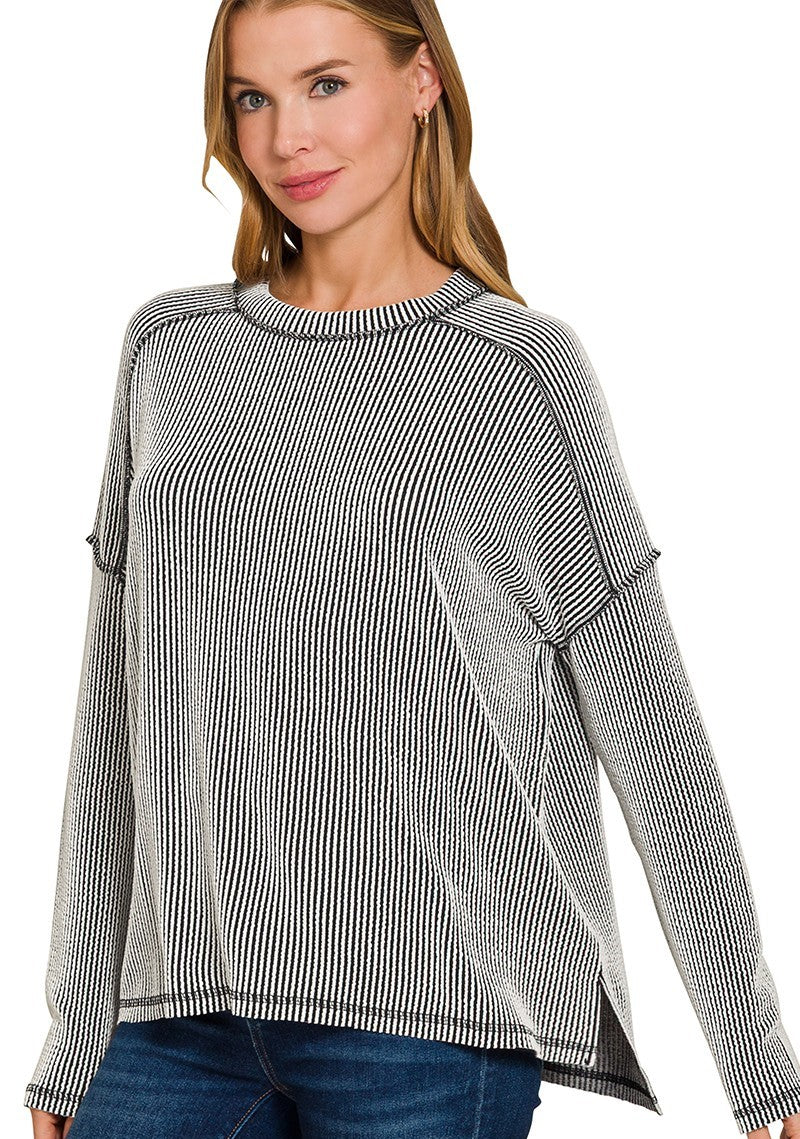 Julianna Ribbed Long Sleeve Top- 2 Colors!