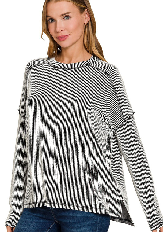 Julianna Ribbed Long Sleeve Top- 2 Colors!