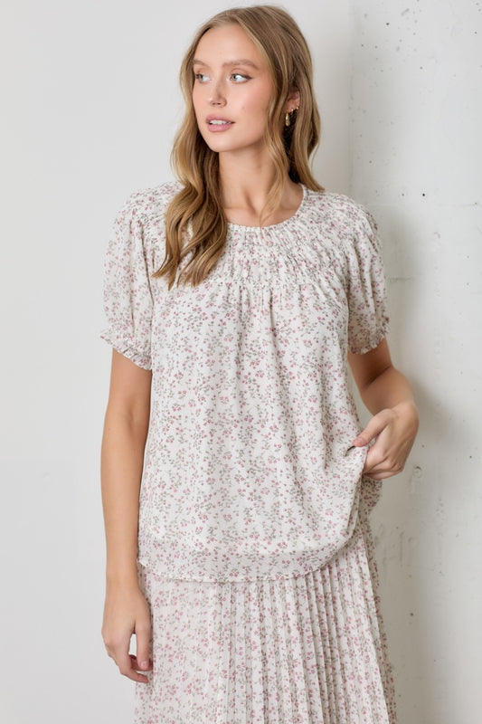 Soft Power Floral Round Neck Top