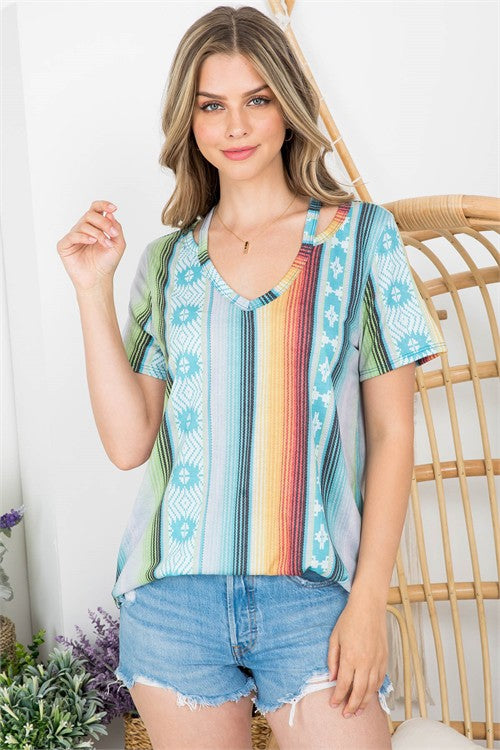 DOORBUSTER: Nature Walk Aztec V-Neck Top