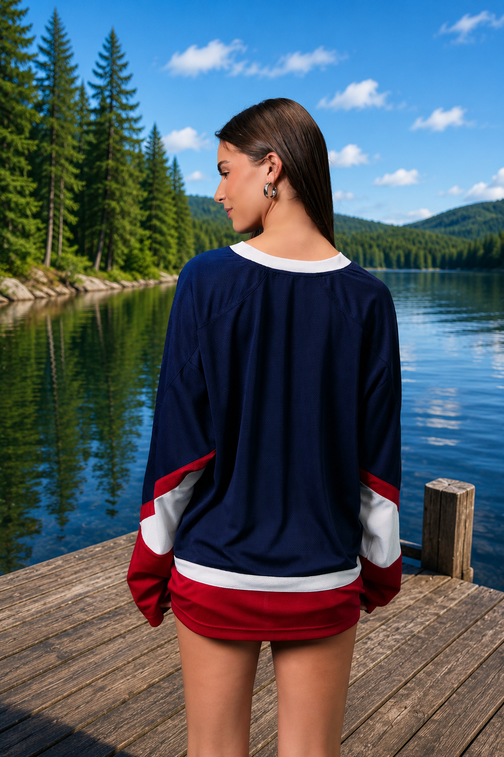 Oversized V-Neck Jersey Top