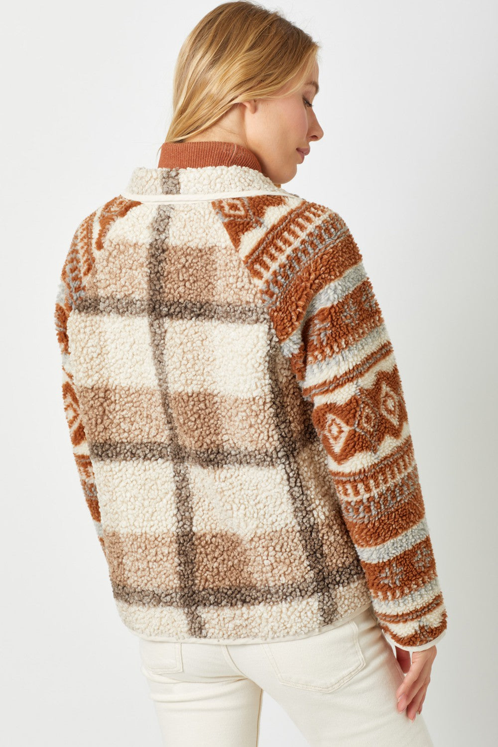 DOORBUSTER: Mixed Print Fleece Jacket