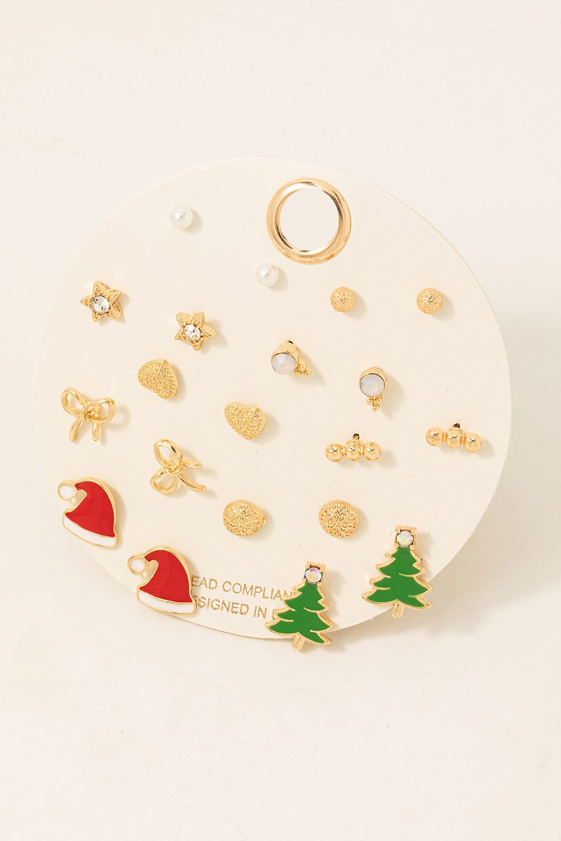 Assorted Christmas Theme Stud Earrings Set