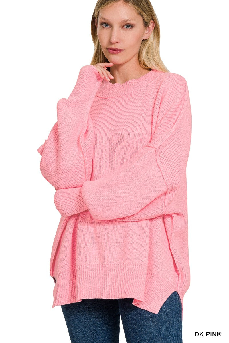 Side Slit Oversized Sweater- 2 Colors!