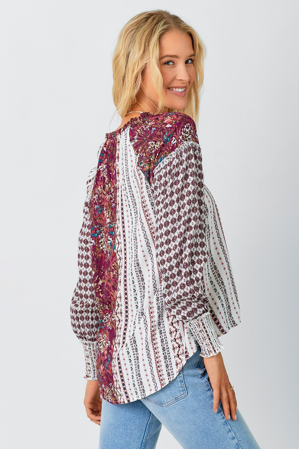 DOORBUSTER: Boho Patchwork Print Top