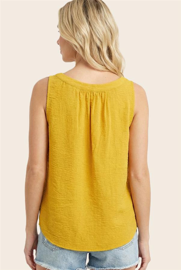 Smocked Square Neck Crinkle Tank