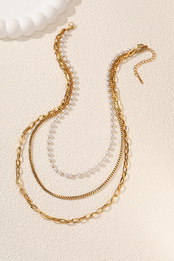 Chain & Pearl Layered Necklace