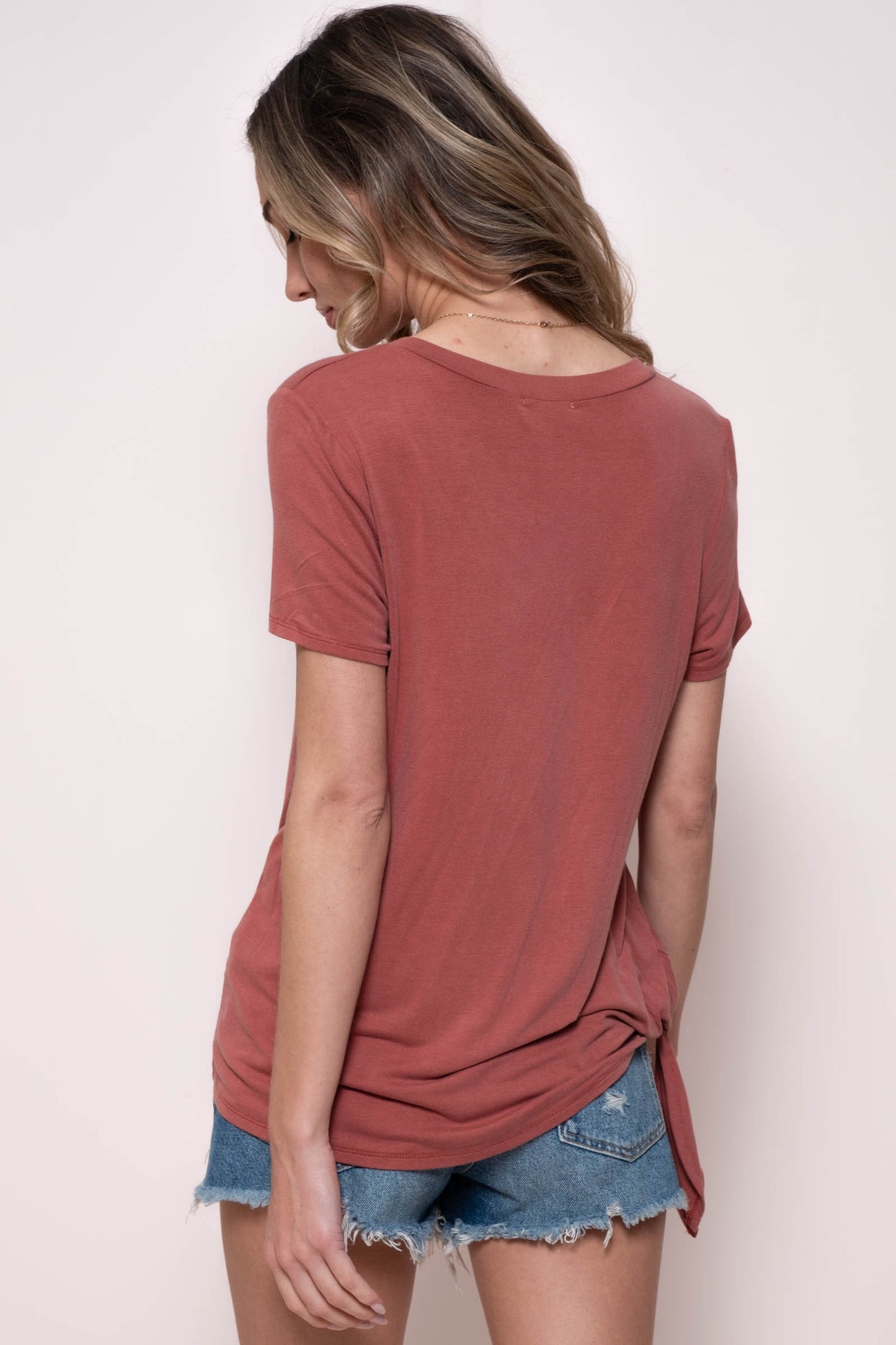 V Neck Basic Top With Side Tie- 2 Colors!