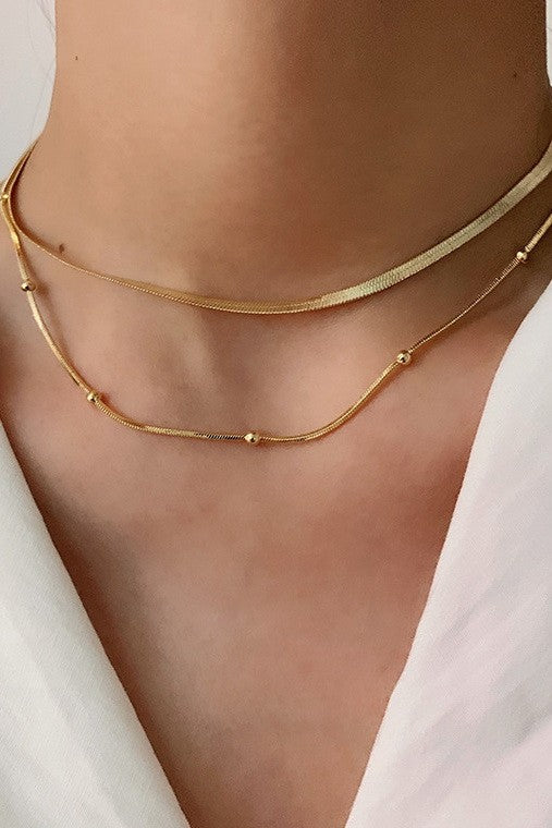 18K Gold Waterproof Layered Necklace