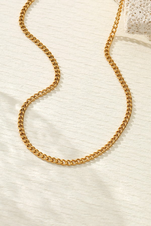 18K Curb Gold Mixed Chain Necklace