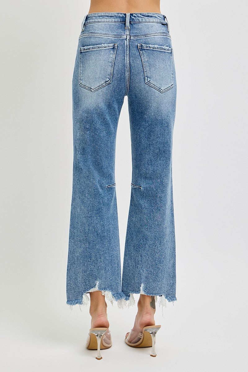 Risen Jeans Distressed Hem Crop Straight Jeans
