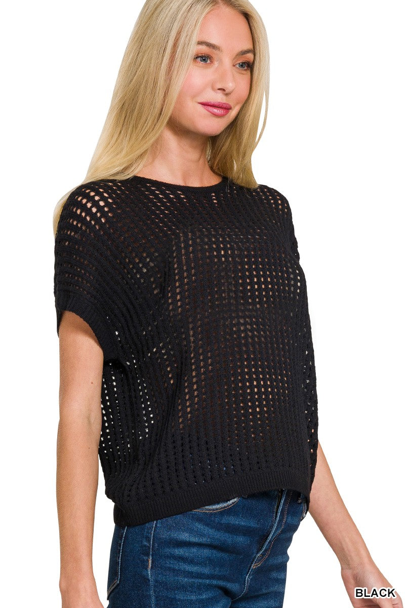 Crochet Sheer Knit Sweater