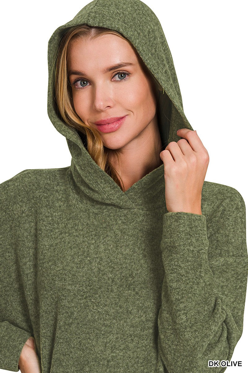 Hooded Brushed Melange Hacci Sweater