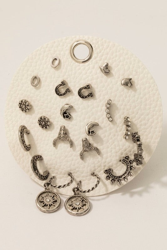Assorted Western Theme Stud And Hoop Earrings Set
