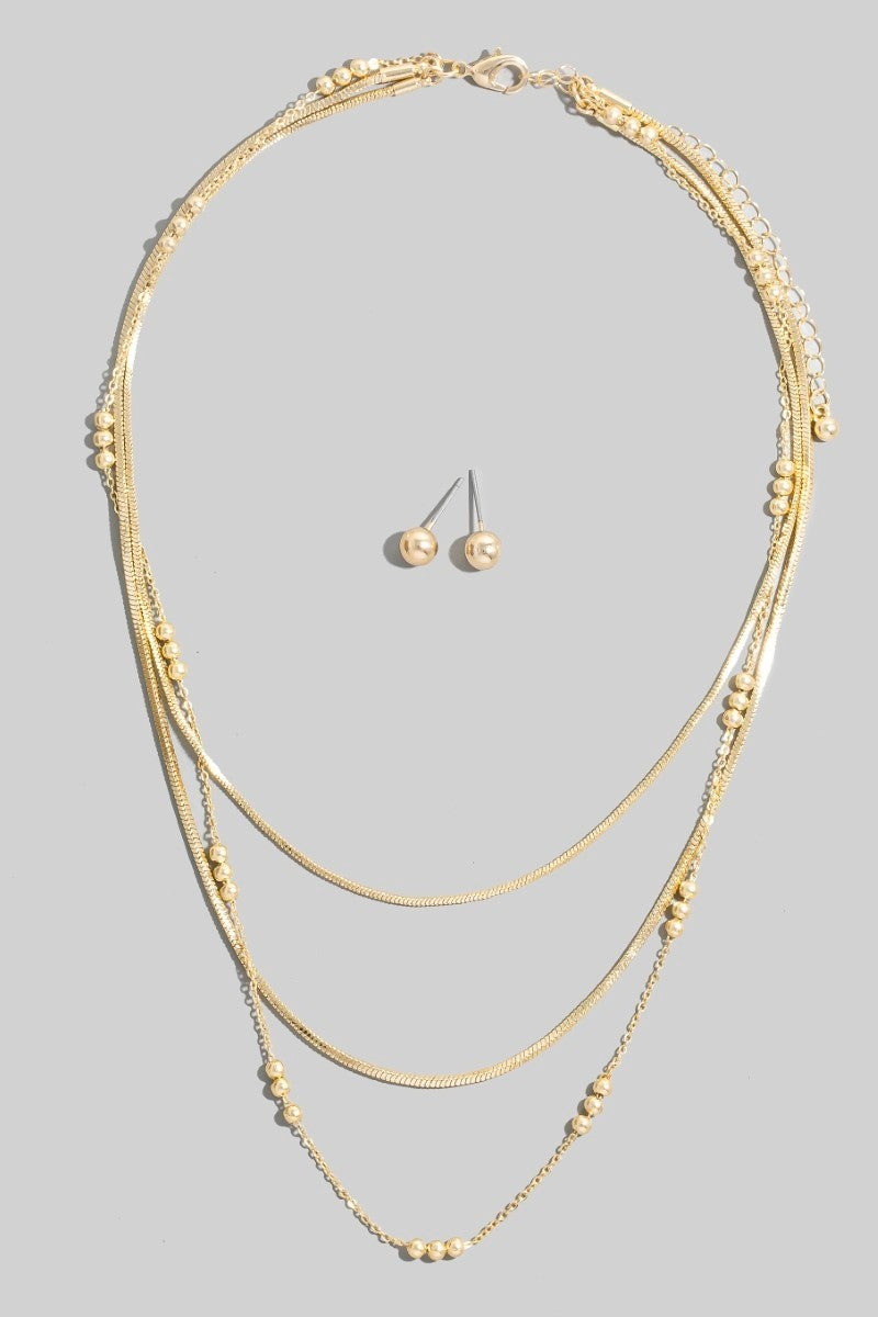 Mixed Chains Layered Necklace Set