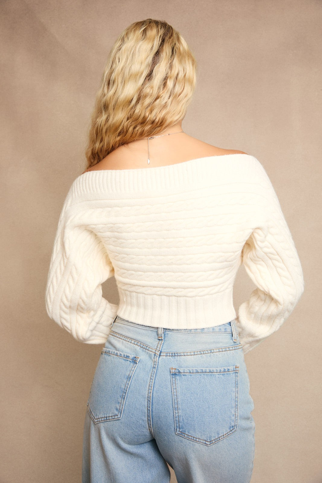 Off Shoulder Button Down Top