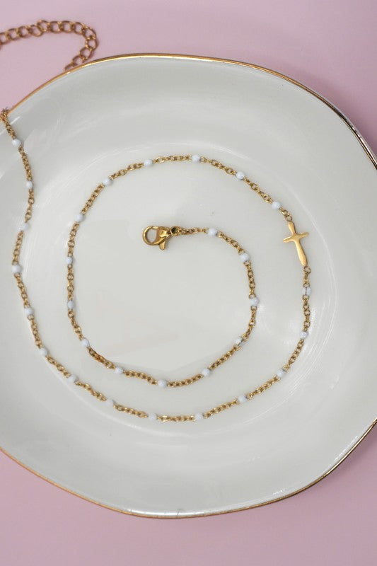 18k Stainless Steel Tarnish Free Cross Necklace-3 Colors!