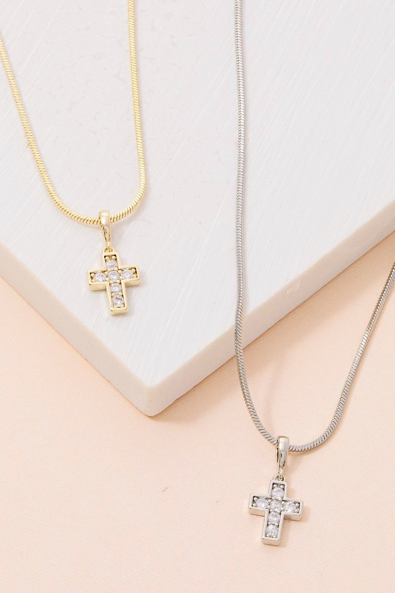 Cz Cross Pendant Necklace