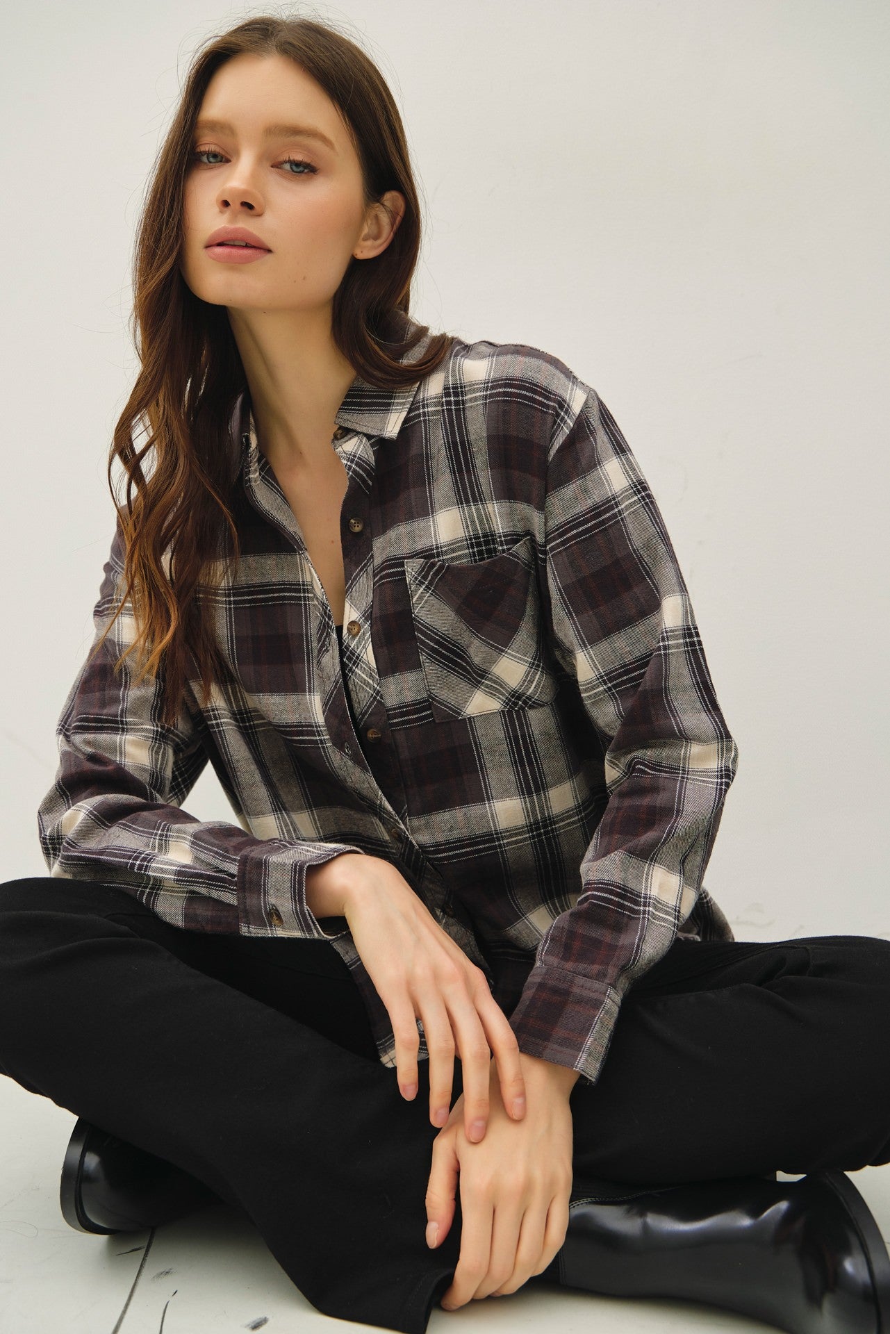 Khaki Plaid Oversized Flannel