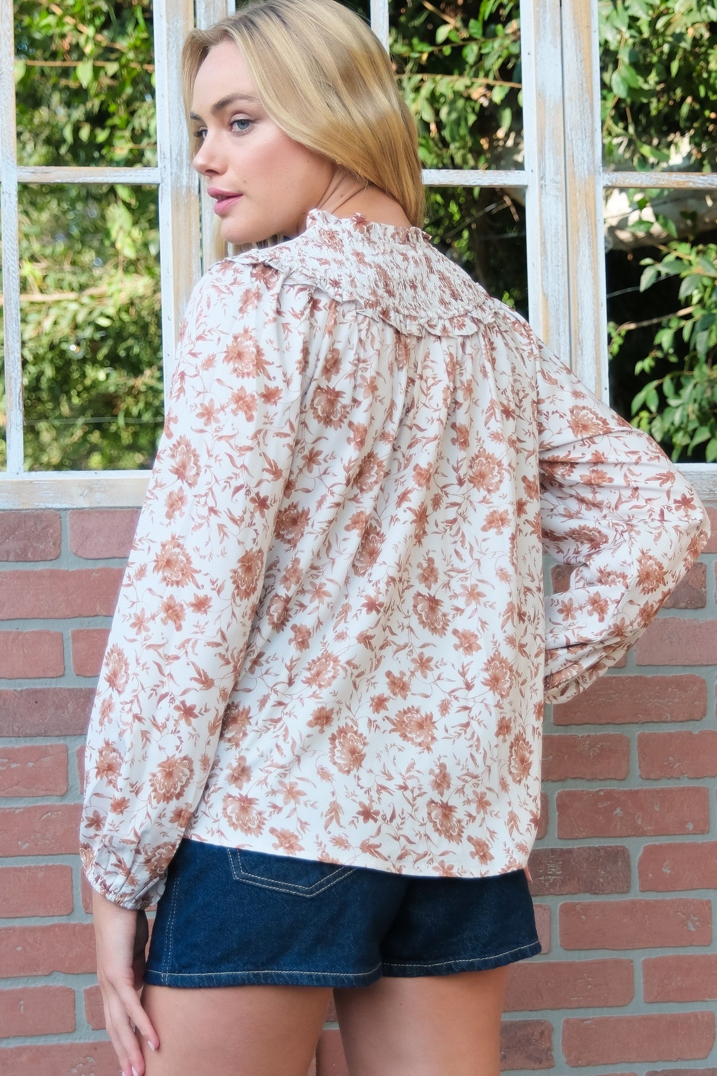 Vintage Floral Ruffle Blouse