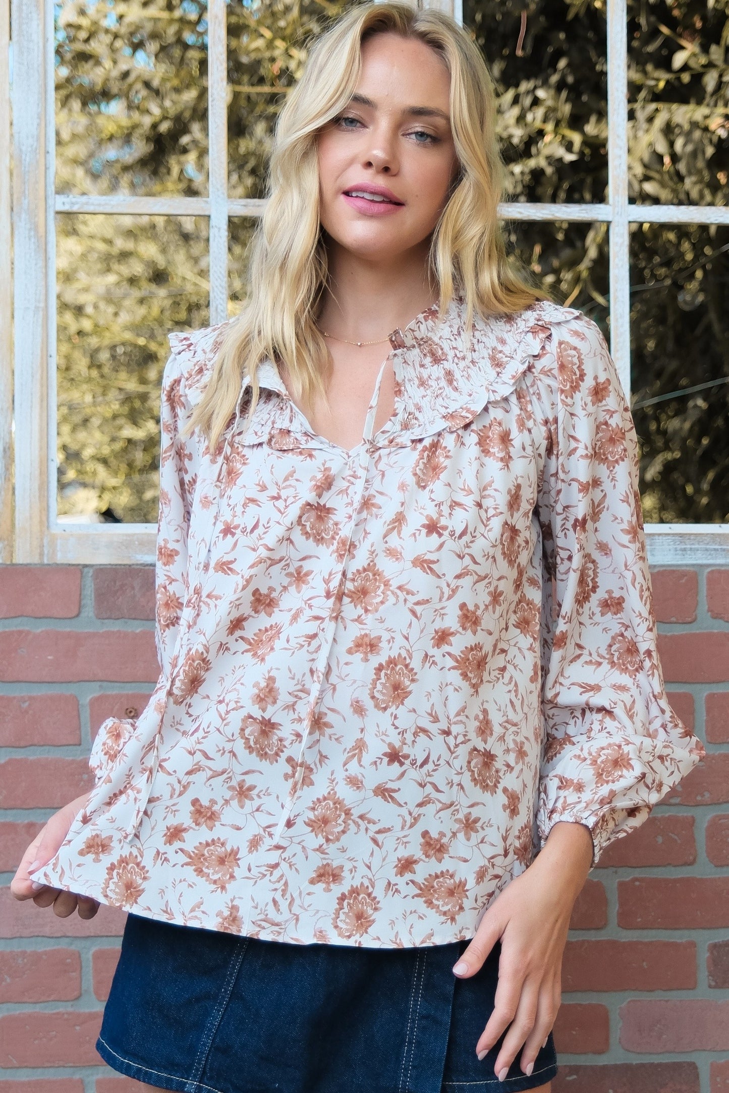 Vintage Floral Ruffle Blouse