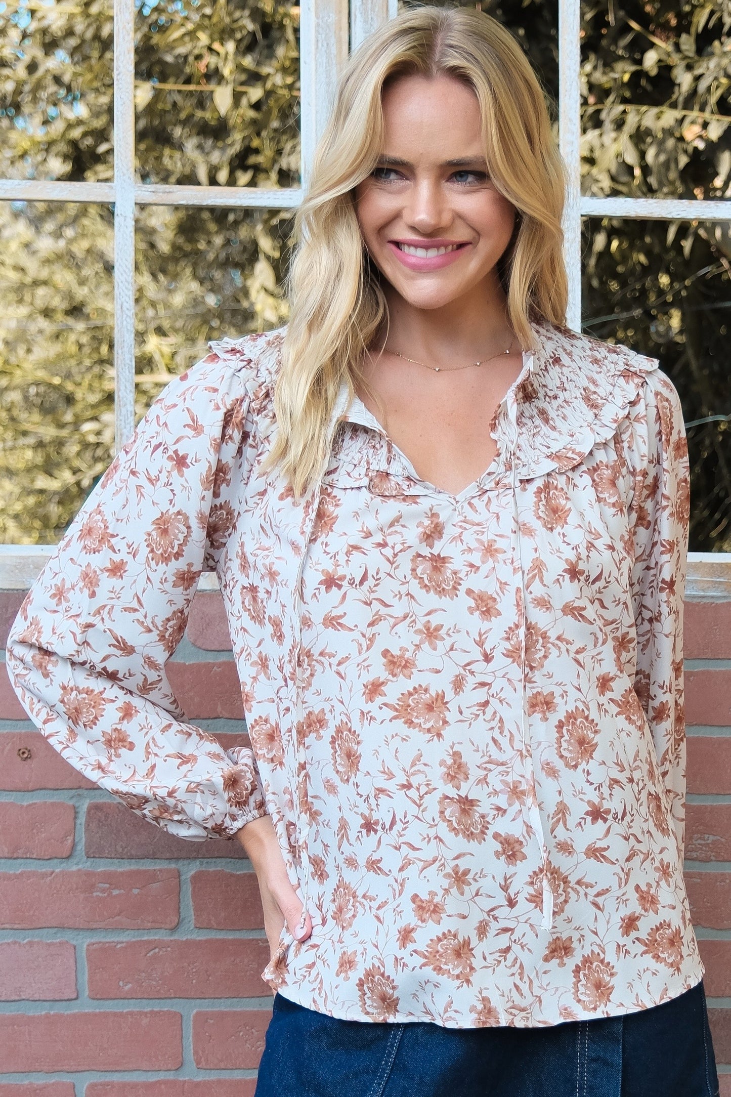 Vintage Floral Ruffle Blouse
