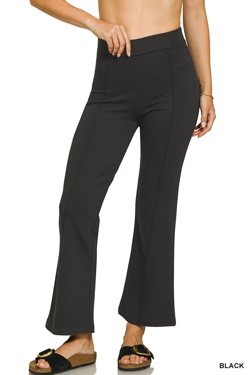 Ponte Elastic Waistband Pintuck Pants