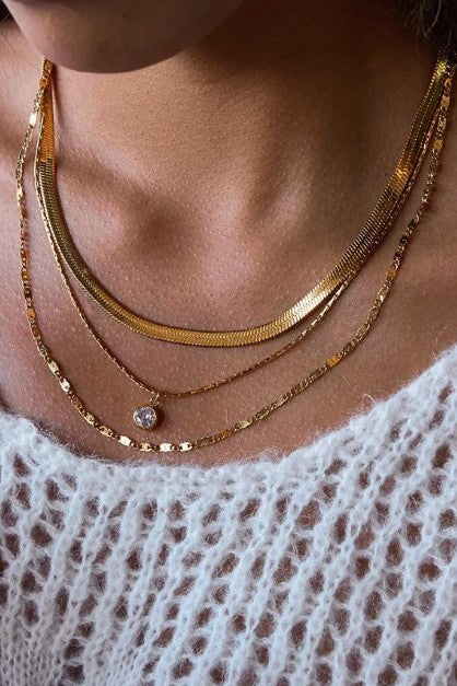 18K Gold Layered Rhinestone Necklace