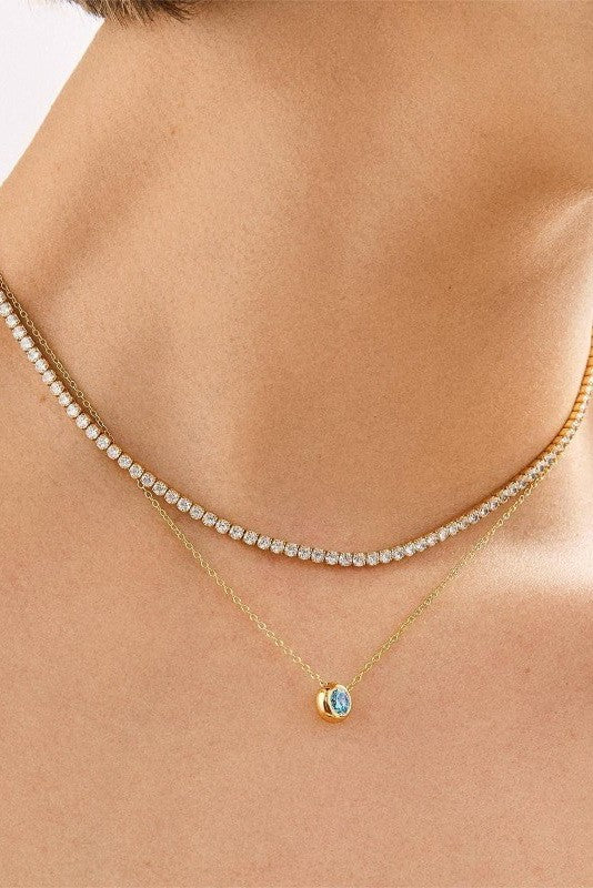 18K Gold Rhinestone Layered Necklace