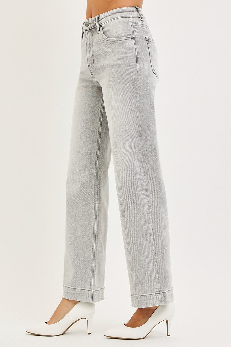 Risen Jeans: 30" Inseam High Rise Ankle Wide Jeans