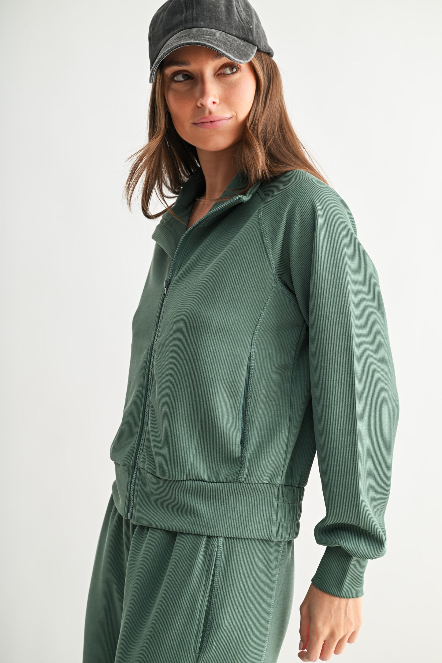 Mono B Luxe Sand Wash Rib Zip Jacket DOORBUSTER