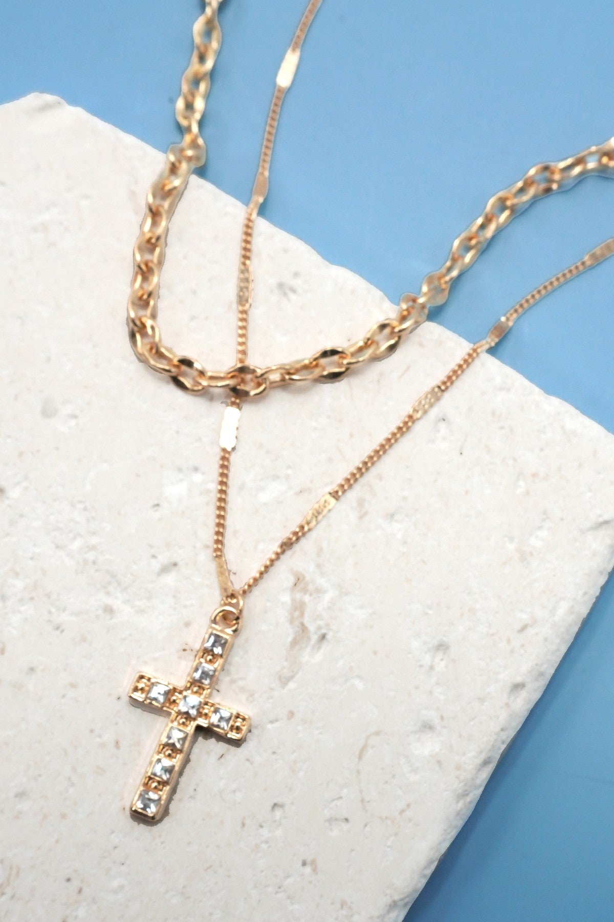Double Layer Rhinestone Chain Necklace