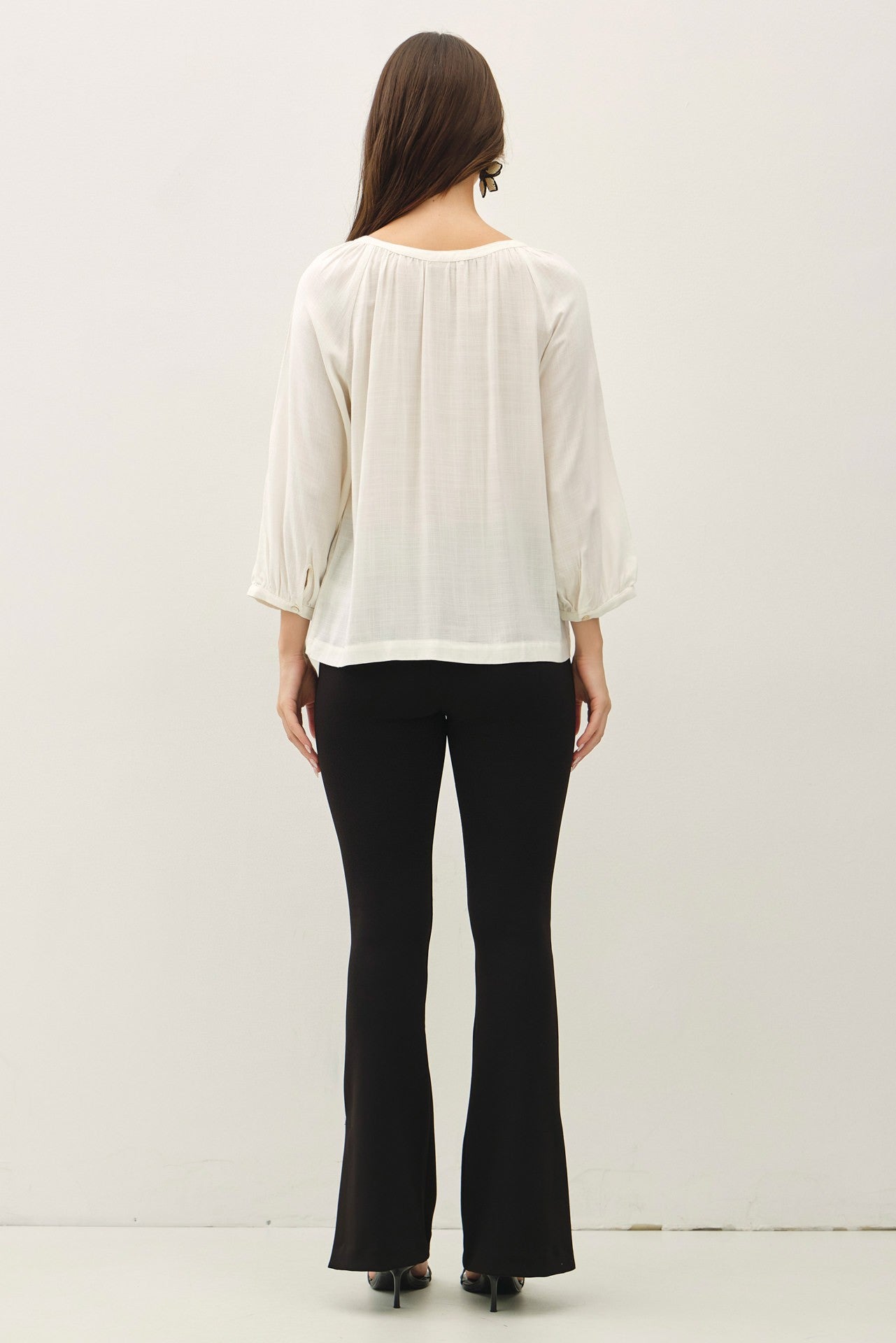 DOORBUSTER: Lace Trim Peasant Blouse