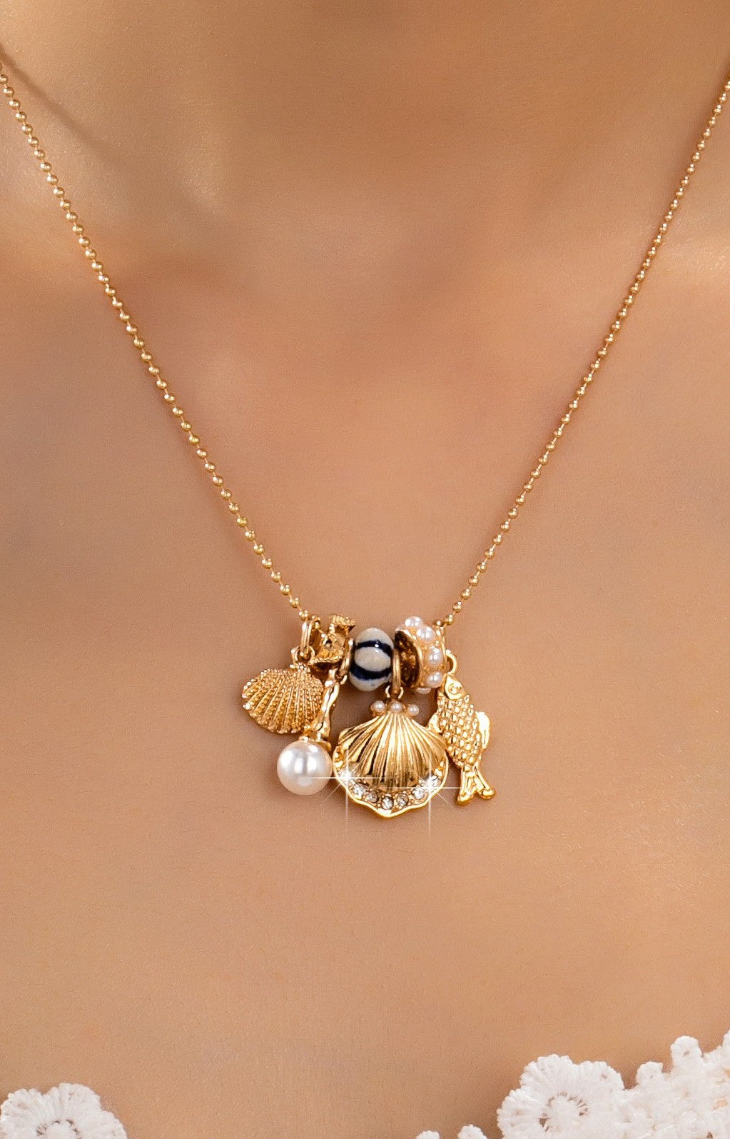 Coastal Seashell Charm Necklace