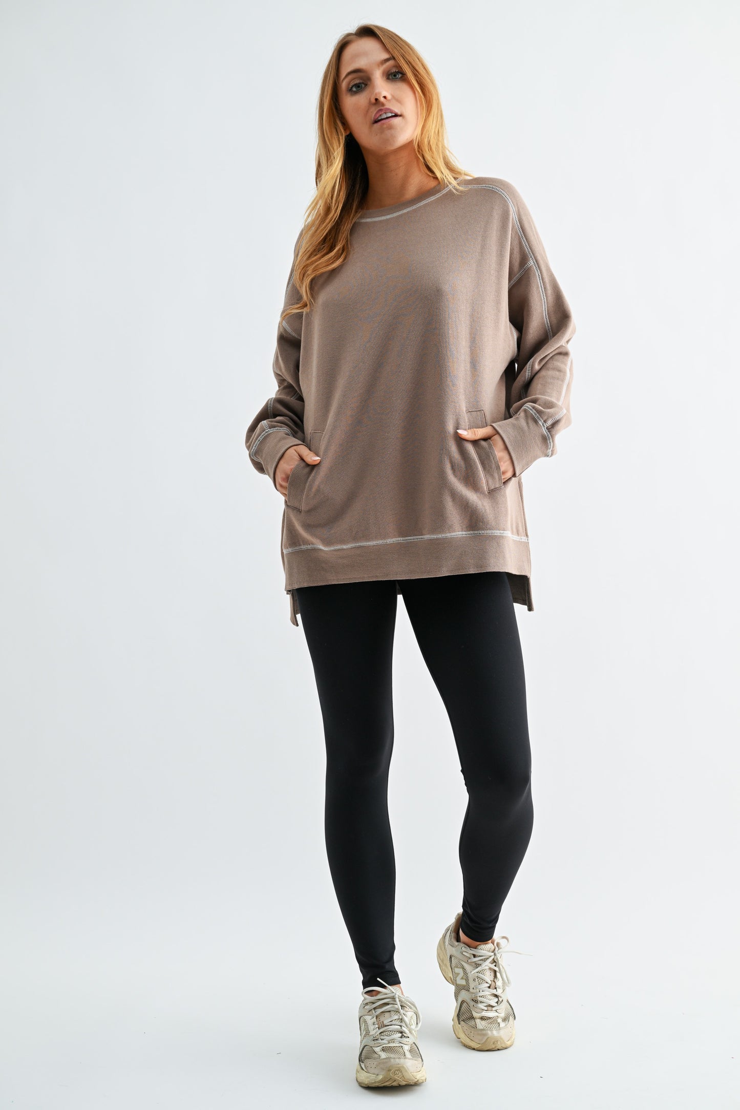 Mono B Contrast Stitch Fleece Sweatshirt DOORBUSTER