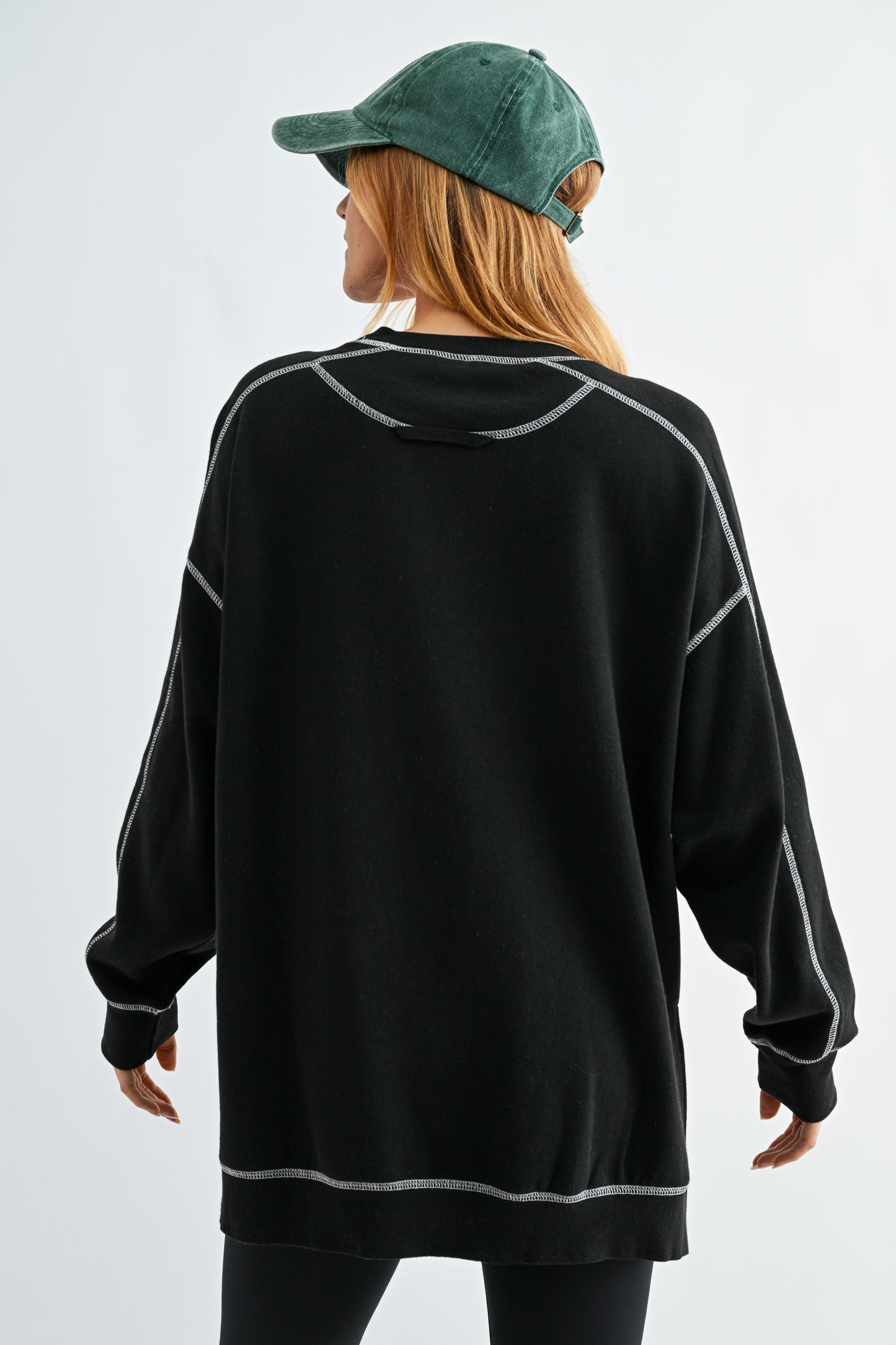 Mono B Contrast Stitch Fleece Sweatshirt DOORBUSTER