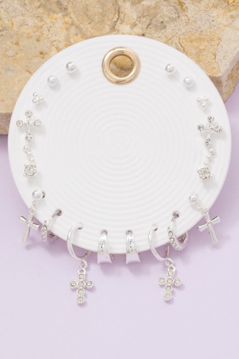 Cross Stud Earring Set