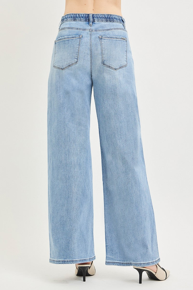 Risen Jeans Drawstring Slouchy Wide Leg Jeans