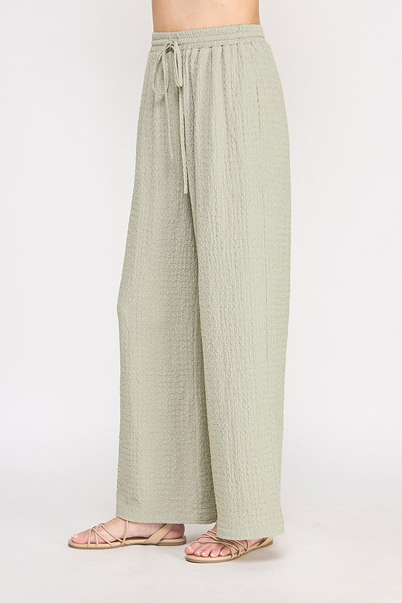 Textured Knit Wide Leg Pants