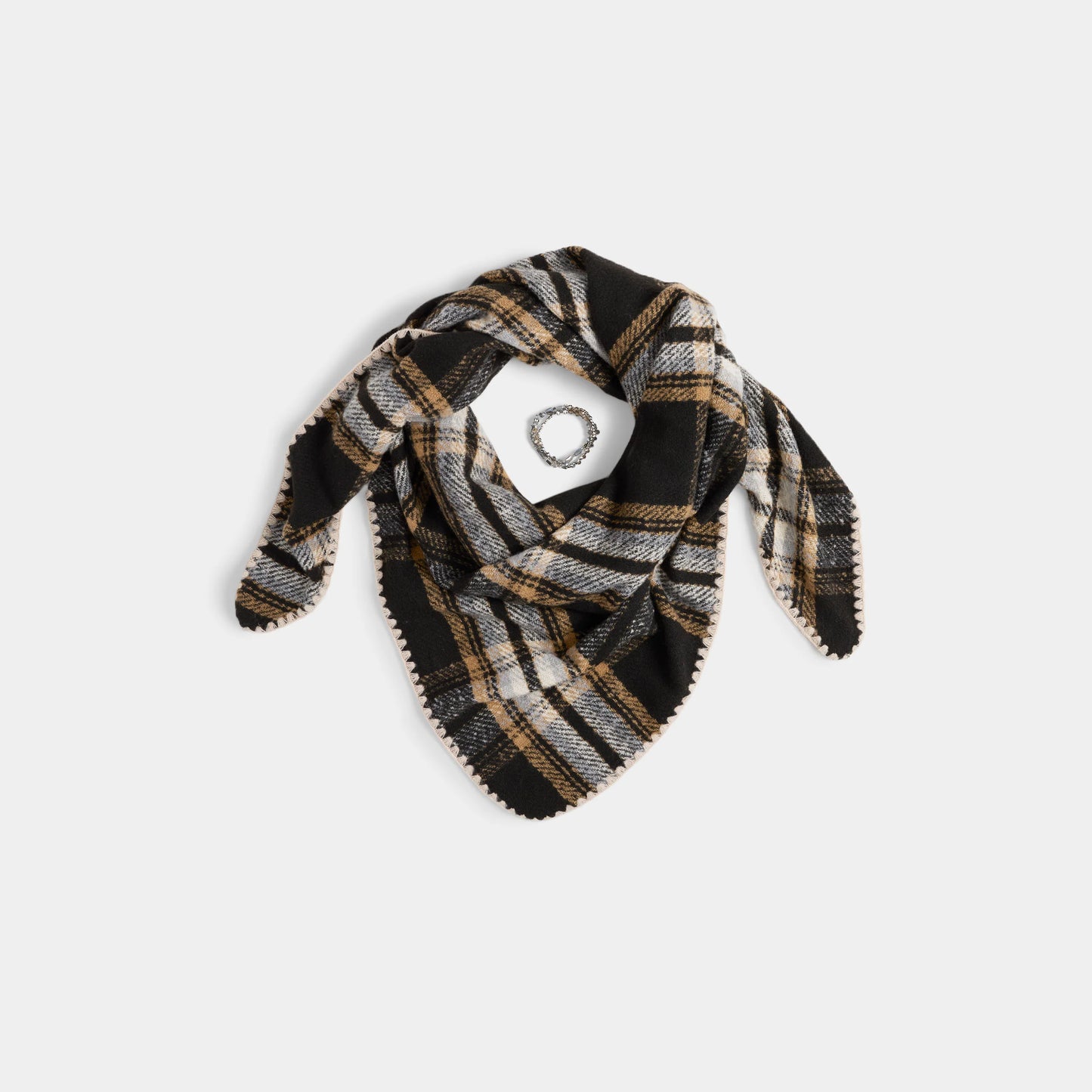 Plaid Triangle Wrap + Bracelet Set