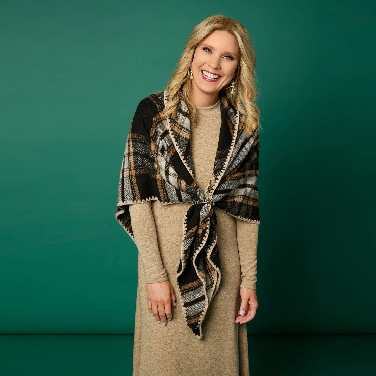Plaid Triangle Wrap + Bracelet Set