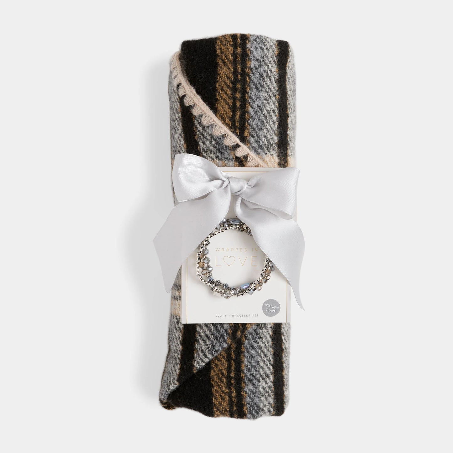Plaid Triangle Wrap + Bracelet Set