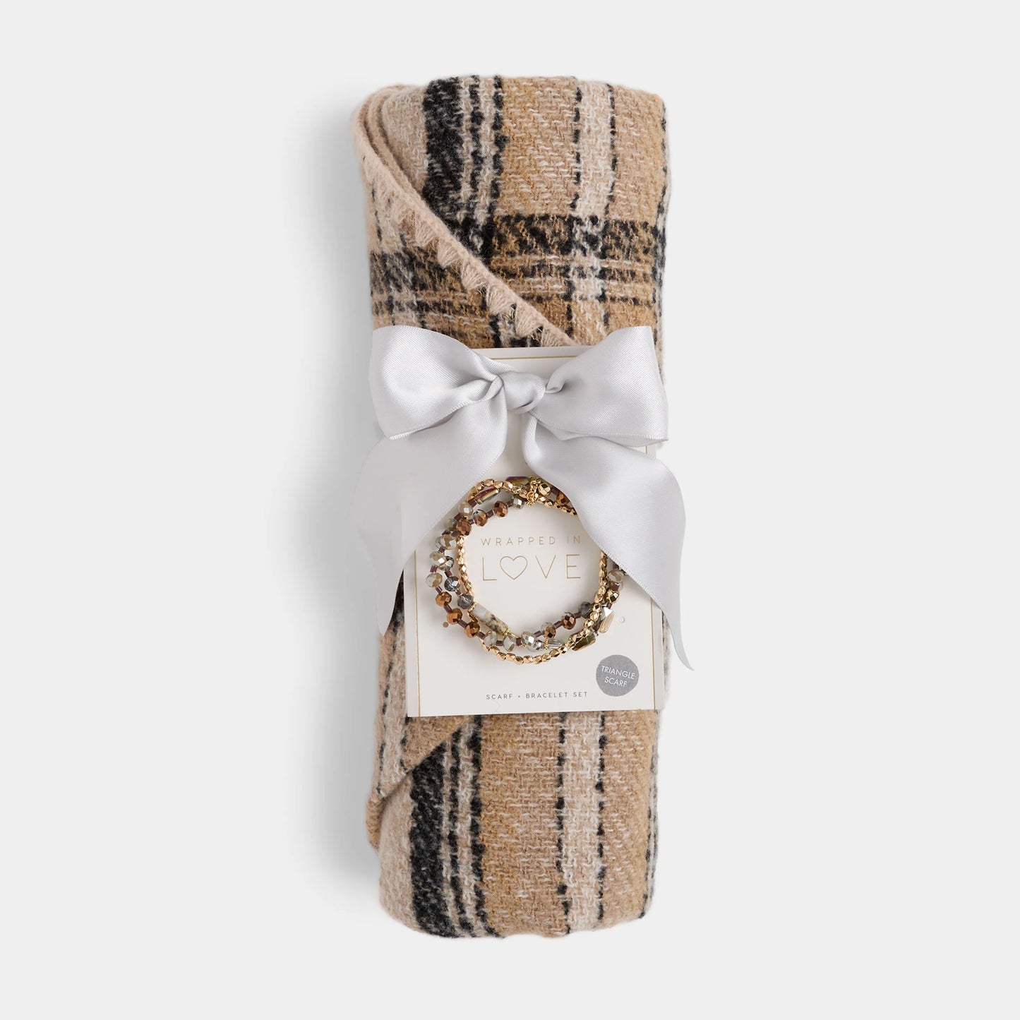 Plaid Triangle Wrap + Bracelet Set