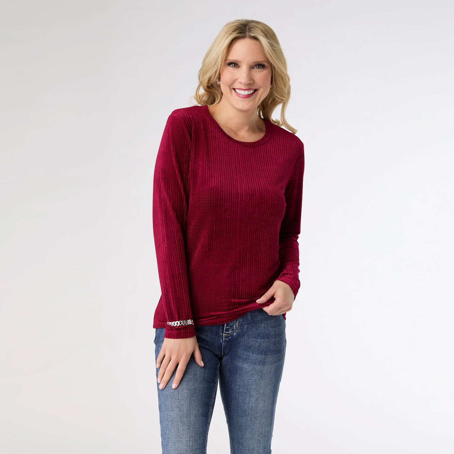Delanie Crew Neck Textured Top